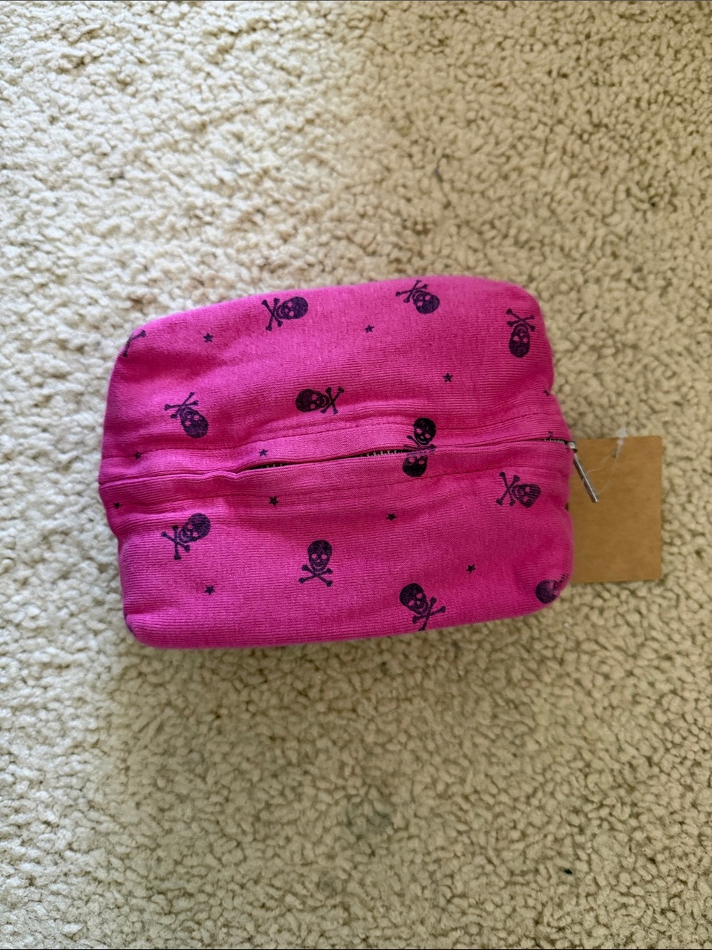 Brandy melville pink skull makeup bag